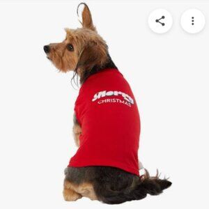 NWT MERRY & BRIGHT DOG MERRY CHRISTMAS RED SHIRT sz Medium
